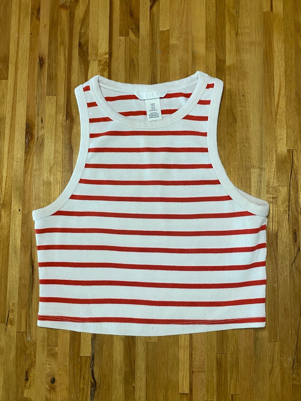 H&M Red & White Striped Tank crop Top -